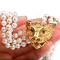Estate Diamond Emerald 18k Gold Panther Pearl Necklace 