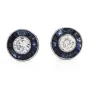 Classic Deco 1.25 Diamond Sapphire Platinum Stud Earrings