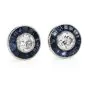 Classic Deco 1.25 Diamond Sapphire Platinum Stud Earrings  |Dover Jewelry|