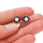 Classic Deco 1.25 Diamond Sapphire Platinum Stud Earrings |Dover Jewelry|