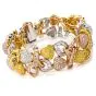 Natural Fancy pink Yellow White GIA Diamond 18K Gold Heart Bracelet