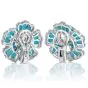 Elegant Diamond Fine Turquoise 18K Yellow Gold Blue Flower Clip On Earrings 