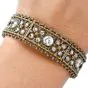 Buccellati Rose Cut Diamond 18K Silver Flower Flex Bracelet-Dover Jewelry