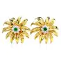 Tiffany & Co. Vintage Diamond Emerald 18K Yellow Gold Flower Clip-On Earrings 