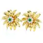 Tiffany & Co. Vintage Diamond Emerald 18K Yellow Gold Flower Clip-On Earrings 