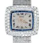 Vintage Piaget Diamond Sapphire 18K White Gold #9566 Unisex Wristwatch 
