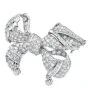 Vintage Art Deco Diamond Platinum Large Bow Brooch Pin Pendant 