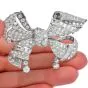 Vintage Art Deco Diamond Platinum Large Bow Brooch Pin Pendant  