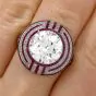 Vintage Art Deco 6.05ct Old European Cut Diamond Ruby Platinum Ring