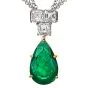 Estate Asscher-Cut Diamond Vivid Green Emerald 18K Gold Dangle Drop Pendant Necklace