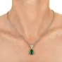 Estate Asscher-Cut Diamond Vivid Green Emerald 18K Gold Dangle Drop Pendant Necklace
