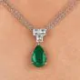 Estate Asscher-Cut Diamond Vivid Green Emerald 18K Gold Dangle Drop Pendant Necklace