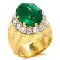 Buccellati Vintage Fine Cabochon Emerald Diamond 18K Gold Cocktail Ring