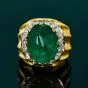 Buccellati Vintage  Fine Cabousion Emerald Diamond 18K Gold Ring