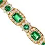 Estate Diamond GIA Emerald 18K Gold Flower Bracelet - Dover Jewelry