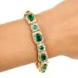 Estate Diamond GIA Emerald 18K Gold Flower Bracelet - Dover Jewelry