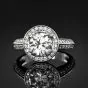 Estate Round Natural Diamond 14K White Gold Halo Engagement Ring