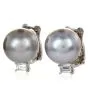 Estate Diamond 14mm Gray South Sea Pearl Platinum Clip-on Stud Earrings