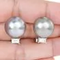 Estate Diamond 14mm Gray South Sea Pearl Platinum Clip-on Stud Earrings