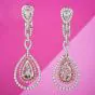 GIA Natural Fancy Light Pink Diamond Platinum Gold Dangle Earrings