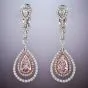 GIA Natural Fancy Light Pink Diamond Platinum Gold Dangle Earrings