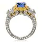 9.89 carats No-Heat Ceylon GIA Sapphire Fancy Diamond three stone Platinum Ring