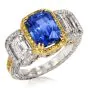 9.89 carats No-Heat Ceylon GIA Sapphire Fancy Diamond three stone Platinum Ring