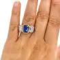 9.89 carats No-Heat GIA Sapphire Fancy Diamond three stone Platinum Ring