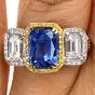 9.89 carats No-Heat Ceylon GIA Sapphire Fancy Diamond three stone Platinum Ring