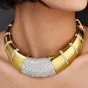 Italian Diamond Gold 18K Cleopatra Wide Choker Collar Necklace 31.66cts Dover Jewelry