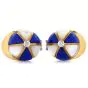 Vintage Diamond Lapis Lazuli Mother Of Pearl 18K Gold Baseball Cap Cufflinks