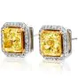 GIA 6.67cts Fancy Yellow Cushion Diamond 18K Stud Earrings-Dover Jewelry