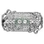 Antique Art Deco Diamond Emerald Platinum Bow Brooch Pendant Necklace 