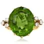 Estate Peridot Diamond 18K Yellow Gold British Cocktail Ring