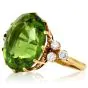 Estate Peridot Diamond 18K Yellow Gold British Cocktail Ring