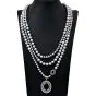 Modern Ivanka Trump Diamond  Pearl 18K Gold Pendant 66'' Long Strand Necklace