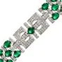Diamond Emerald 18K White Gold Geometric Link Bracelet