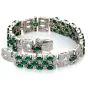 Diamond Emerald 18K White Gold Geometric Link Bracelet
