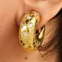 O.J. Perrin Vintage Diamond 18K Yellow Gold Scales French Hoop Earrings