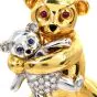 Ralston Vintage Diamond Ruby Sapphire 18K Gold Teddy Bear Collectible Pin Brooch Pendant
