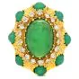 Vintage Green Chrysoberyl Diamond 18K Yellow Gold Halo Cocktail Ring