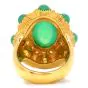 Vintage Green Chrysoberyl Diamond 18K Yellow Gold Halo Cocktail Ring