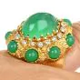 Vintage Green Chrysoberyl Diamond 18K Yellow Gold Halo Cocktail Ring