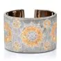 Mario Buccellati Vintage 18K Rose Gold Sterling Silver Rigato Wide Cuff Bracelet