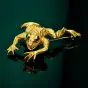 Vintage Kurt Wayne Emerald 18K Yellow Gold Frog Brooch Pin