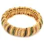 Vintage 6.00cts Diamond Sapphire Emerald 18K Yellow Gold Textured Link