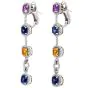 Modern Diamond Blue Yellow Pink Sapphire18K Gold Halo Link Dangle Earrings