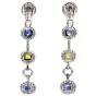 Modern Diamond Blue Yellow Pink Sapphire18K Gold Halo Link Dangle Earrings