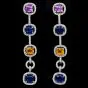 Modern Diamond Blue Yellow Pink Sapphire18K Gold Halo Link Dangle Earrings