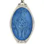 Antique Blue Enamel White Gold Locket Flower Pendant Chain Necklace